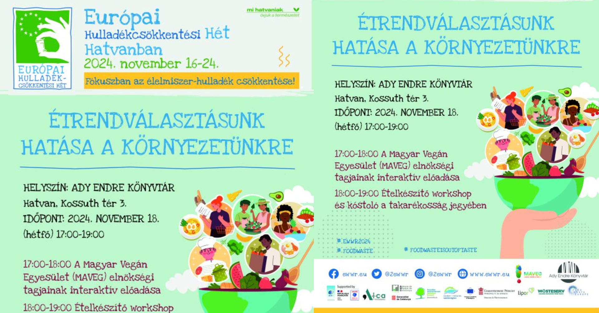 ÉTRENDVÁLASZTÁSUNK HATÁSA A KÖRNYEZETÜNKRE - INTERAKTÍV ELŐADÁS, ÉTELKÉSZÍTŐ WORKSHOP ÉS KÓSTOLÓ A HATVANI KÖNYVTÁRBAN